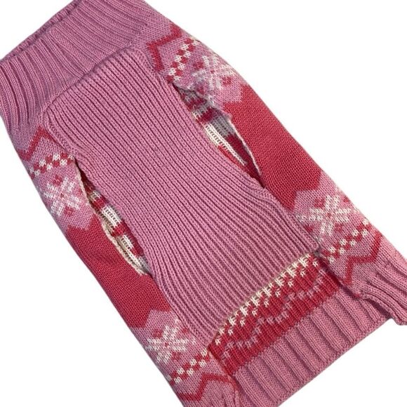 Pink WOOF Statement Fair Isle Knot Dog Sweater - Picture 6 of 9